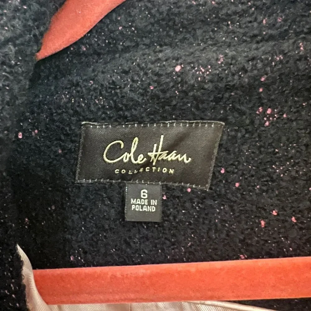 Cole Haan Collection sz 6 Black Coat with Rose Gold Buttons